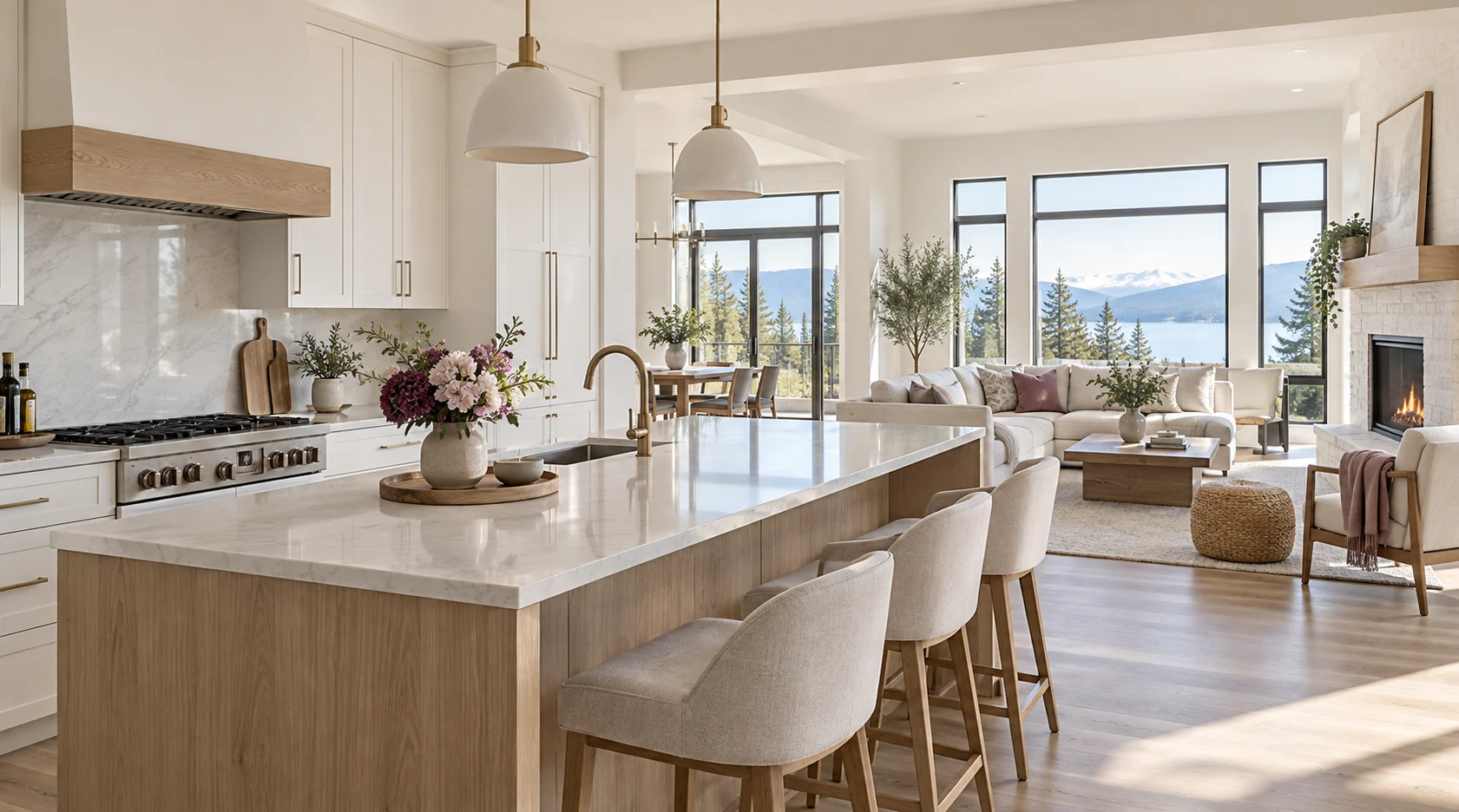 Bright kitchen and living area